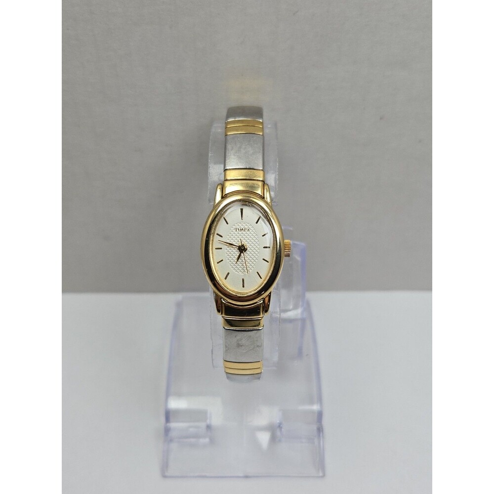 Vintage Timex Cavatina Womens Oval Gold Silver Two Tone Watch Dainty New Battery